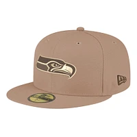 Men's New Era Tan Seattle Seahawks Candied Pecan 59FIFTY Fitted Hat