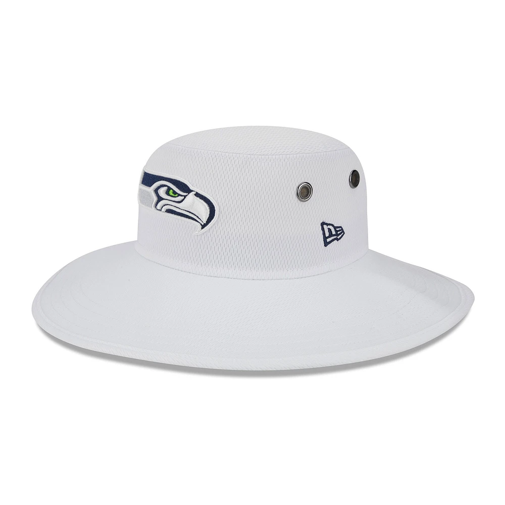 Men's New Era White Seattle Seahawks 2023 NFL Training Camp Panama Bucket Hat