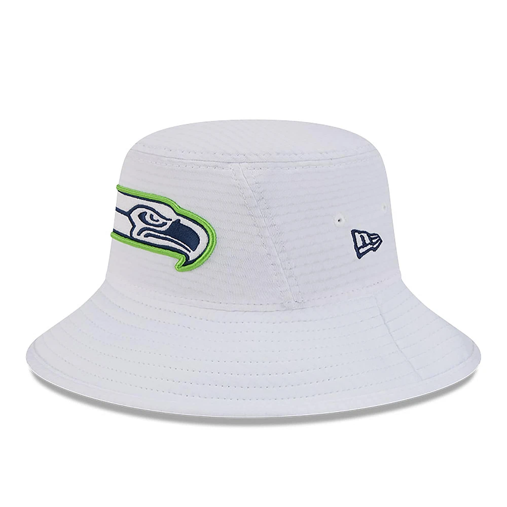 Bob extensible New Era pour hommes des Seattle Seahawks 2024 NFL Training Camp blanc