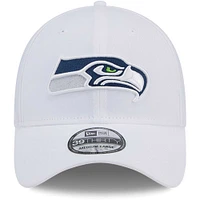 Casquette flexible principale 39THIRTY des Seattle Seahawks New Era pour hommes, blanche