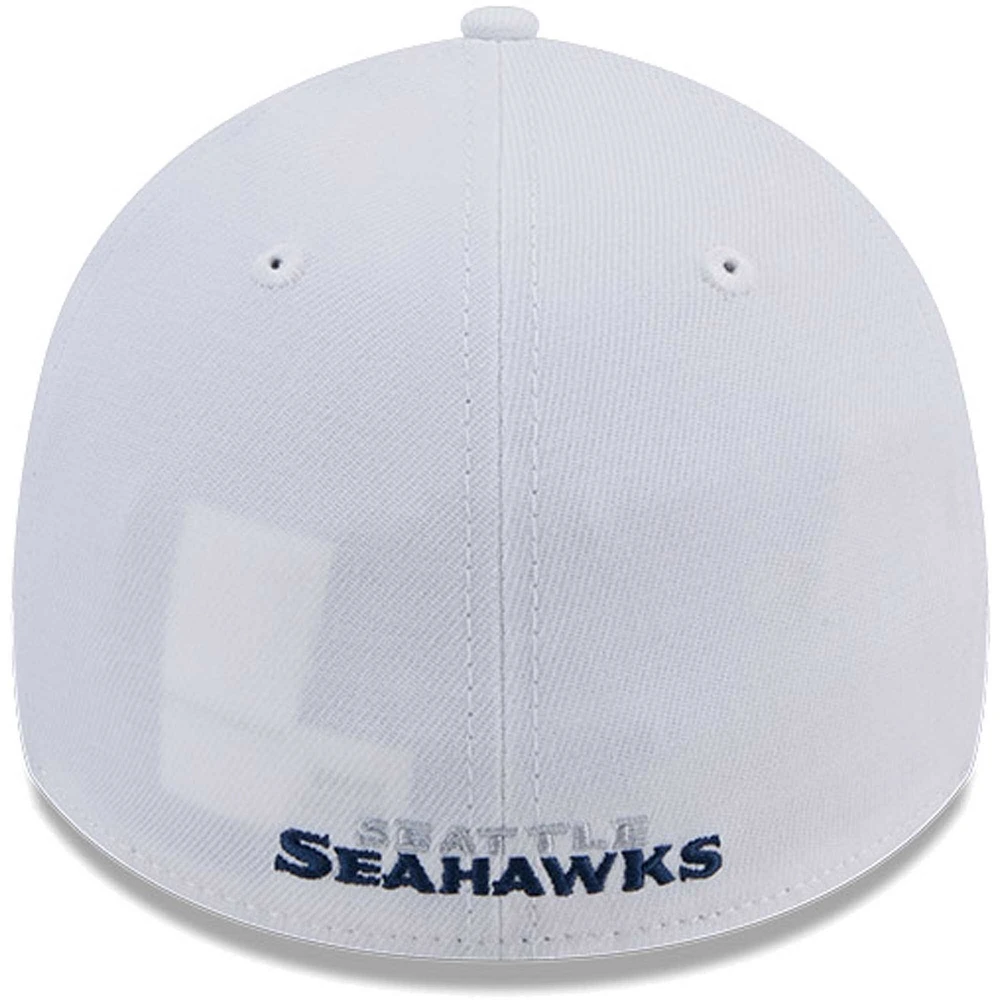 Casquette flexible principale 39THIRTY des Seattle Seahawks New Era pour hommes, blanche
