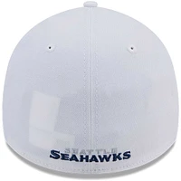 Casquette flexible principale 39THIRTY des Seattle Seahawks New Era pour hommes, blanche