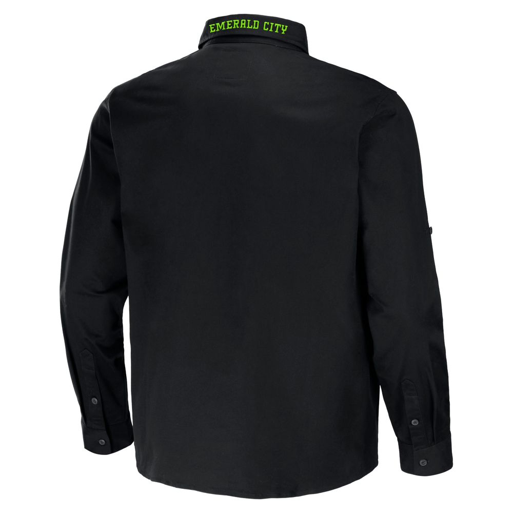 Men's NFL x Darius Rucker Collection by Fanatics Black Seattle Seahawks Convertible Twill Long Sleeve Button-Up Shirt