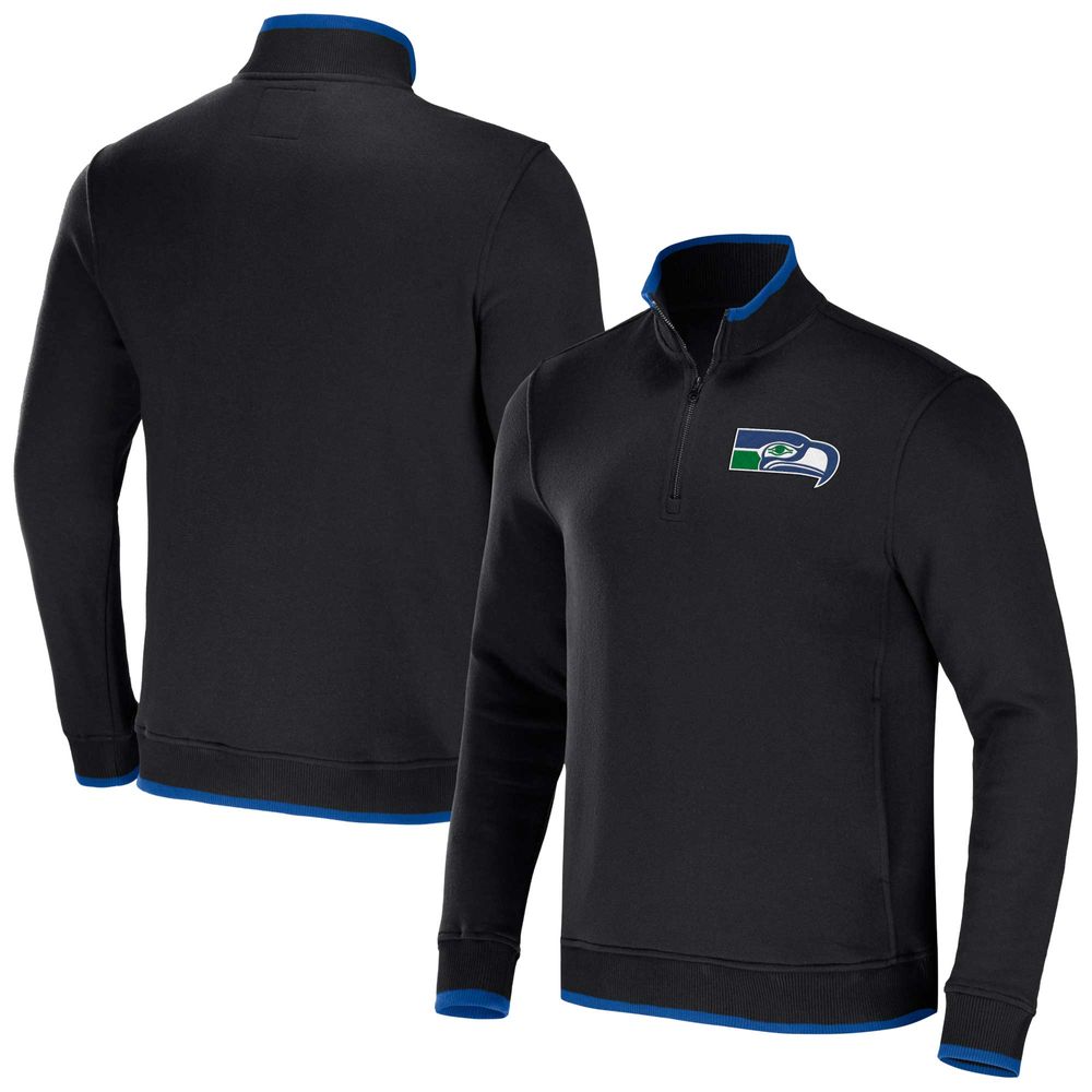 Men's NFL x Darius Rucker Collection by Fanatics Black Seattle Seahawks Logo Quarter-Zip Top