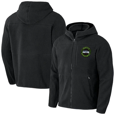 Sweat à capuche zippé en sherpa noir pour homme de la collection NFL x Darius Rucker Fanatics Seattle Seahawks