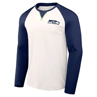 T-shirt raglan à manches longues pour homme de la collection NFL x Darius Rucker Fanatics, couleur crème/bleu marine universitaire, Seattle Seahawks