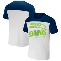 Collection NFL x Darius Rucker pour homme par Fanatics - T-shirt à couleurs contrastées des Seahawks de Seattle, blanc/bleu marine universitaire