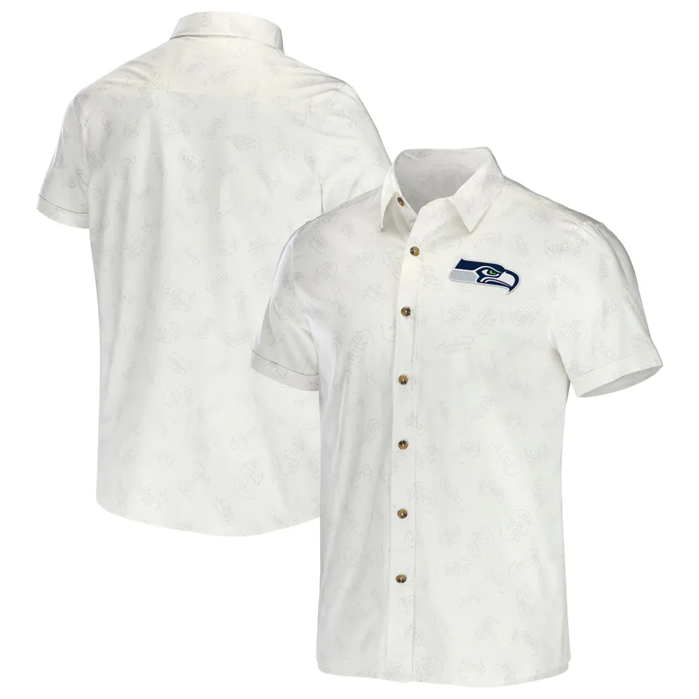 Collection NFL x Darius Rucker pour hommes par Fanatics T-shirt boutonné tissé blanc des Seahawks de Seattle