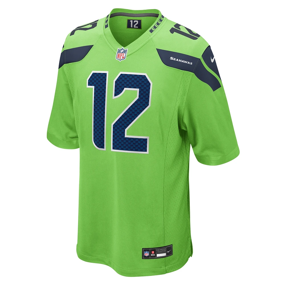 Men's Nike 12s Neon Green Seattle Seahawks  Game Jersey