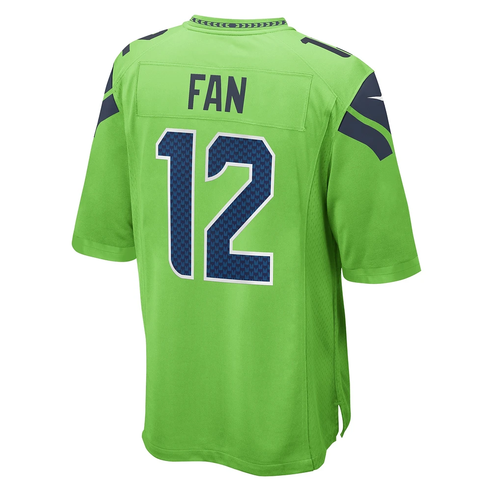 Men's Nike 12s Neon Green Seattle Seahawks  Game Jersey