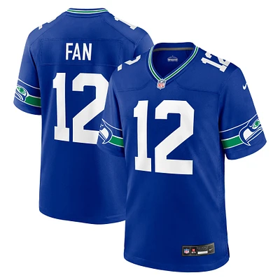 Maillot de jeu Nike 12s Royal Seattle Seahawks Throwback Player pour homme