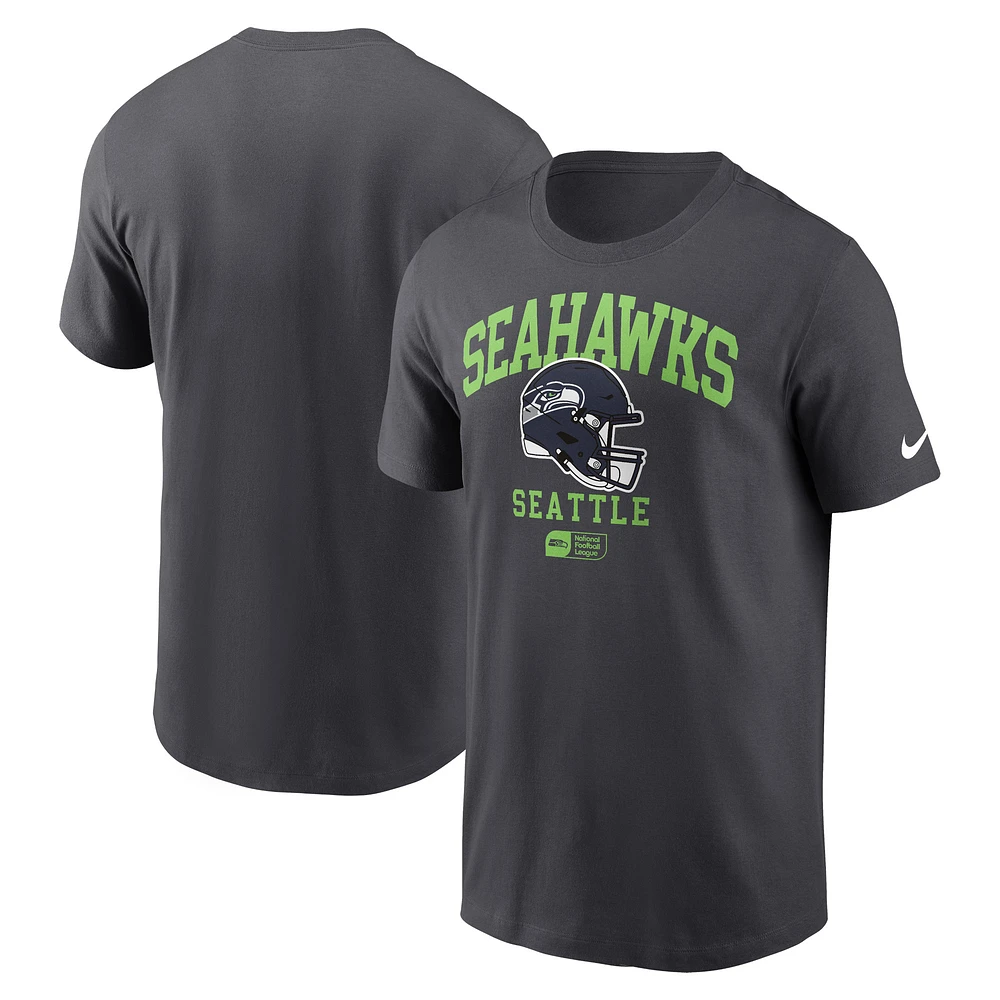 Men's Nike Anthracite Seattle Seahawks Helmet Essential T-Shirt