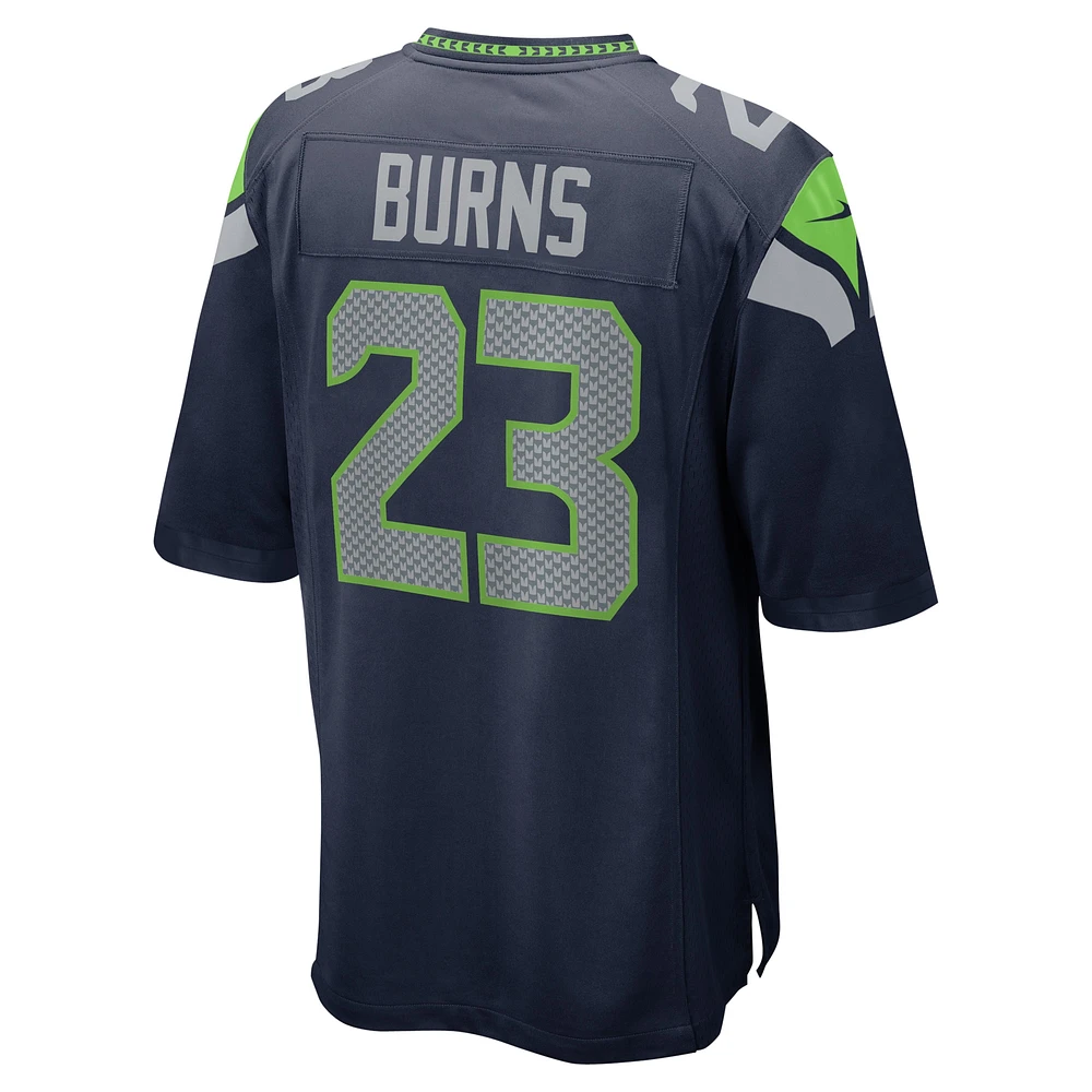 Maillot de match Nike Artie Burns pour hommes, bleu marine, Seattle Seahawks