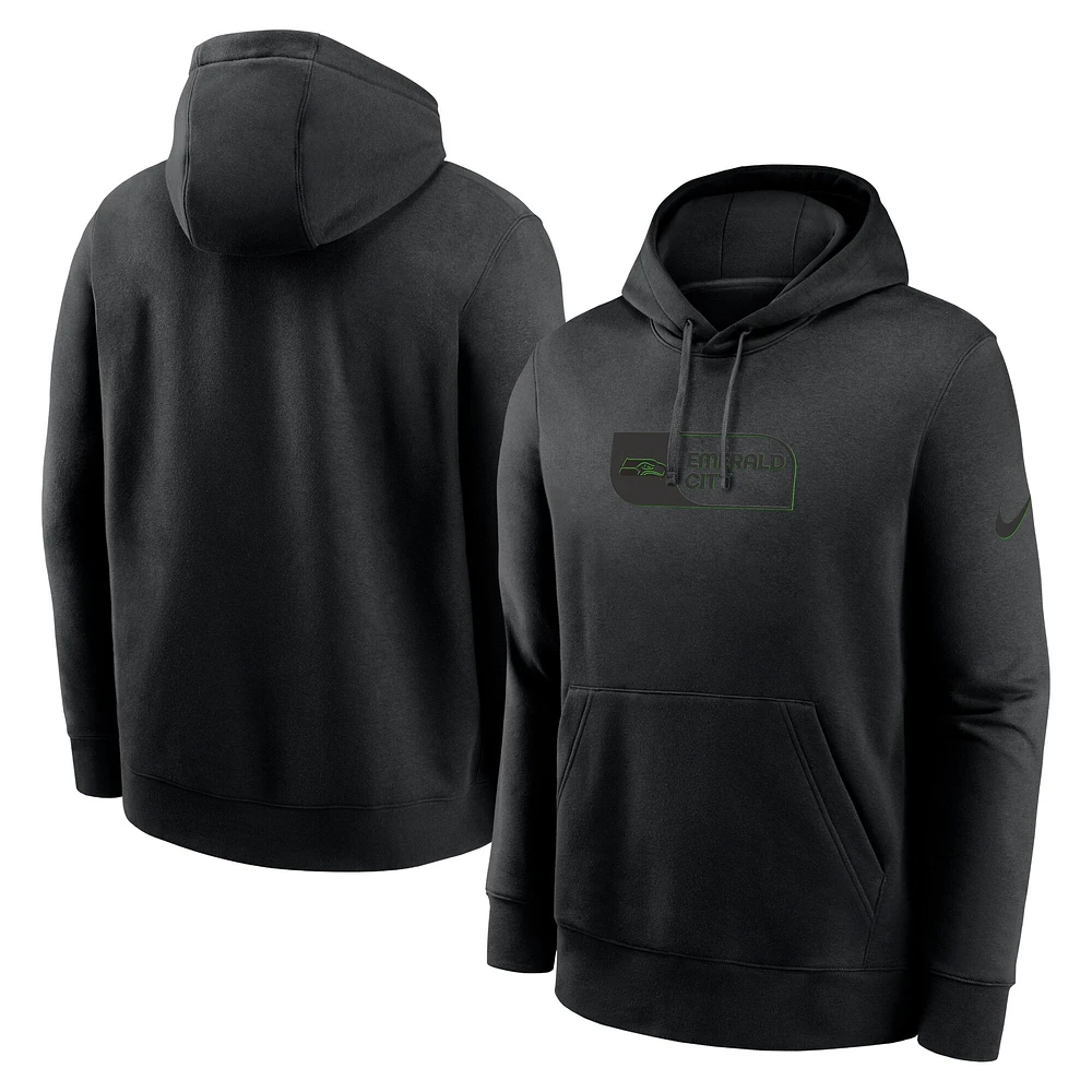 Men's Nike Black Seattle Seahawks Edge Pack French Terry Club Pullover Hoodie