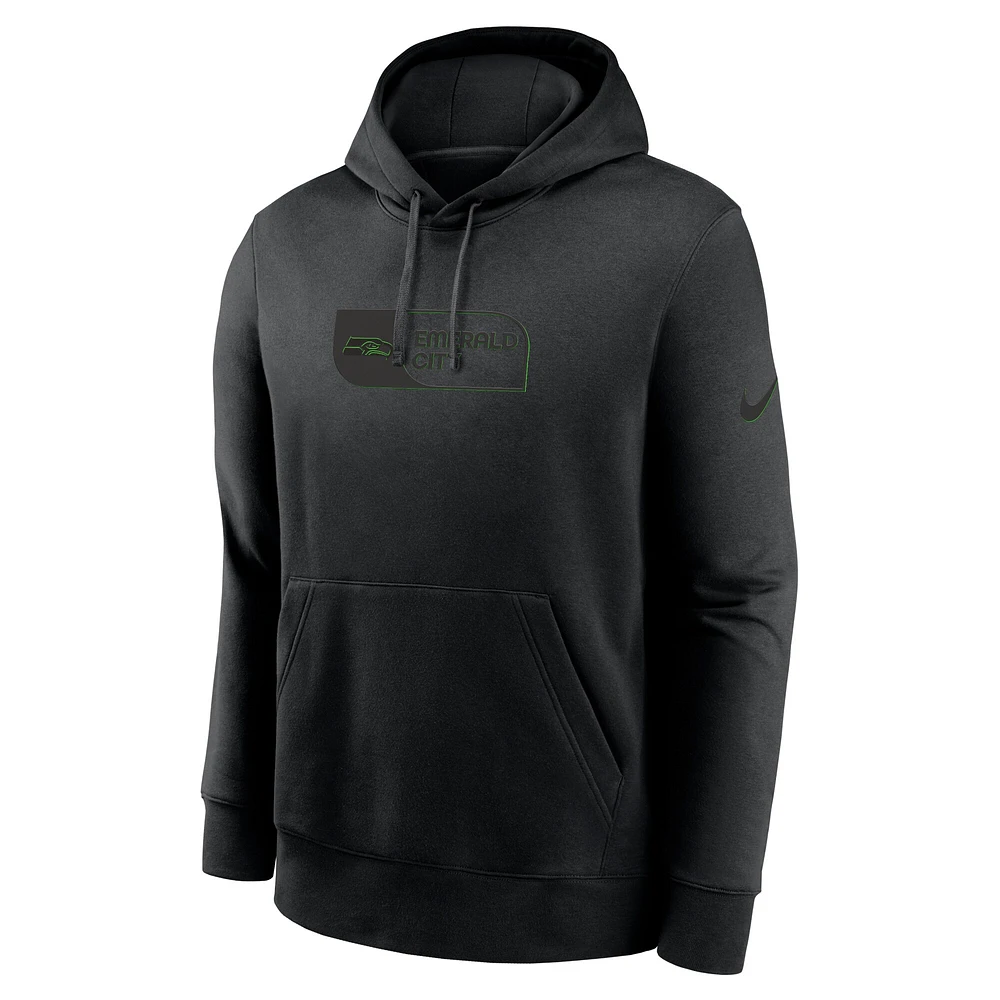 Men's Nike Black Seattle Seahawks Edge Pack French Terry Club Pullover Hoodie