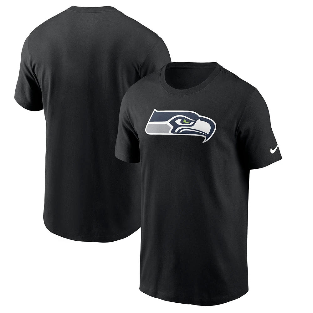 T-shirt essentiel Nike noir avec logo des Seahawks de Seattle pour homme