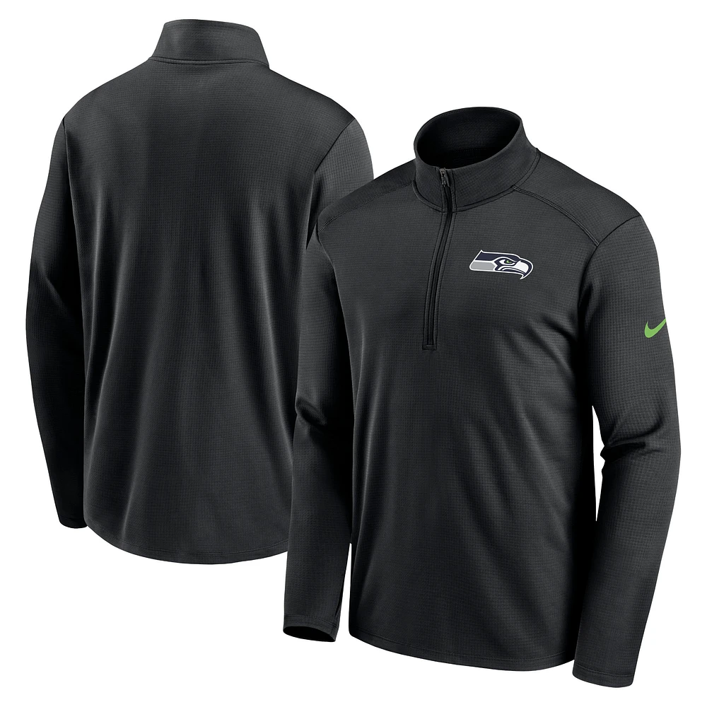 Haut à demi-zip Nike noir Seattle Seahawks Pacer pour homme