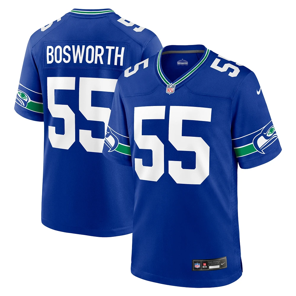 Nike Brian Bosworth Royal Seattle Seahawks Throwback Joueur à la retraite Maillot de match pour homme