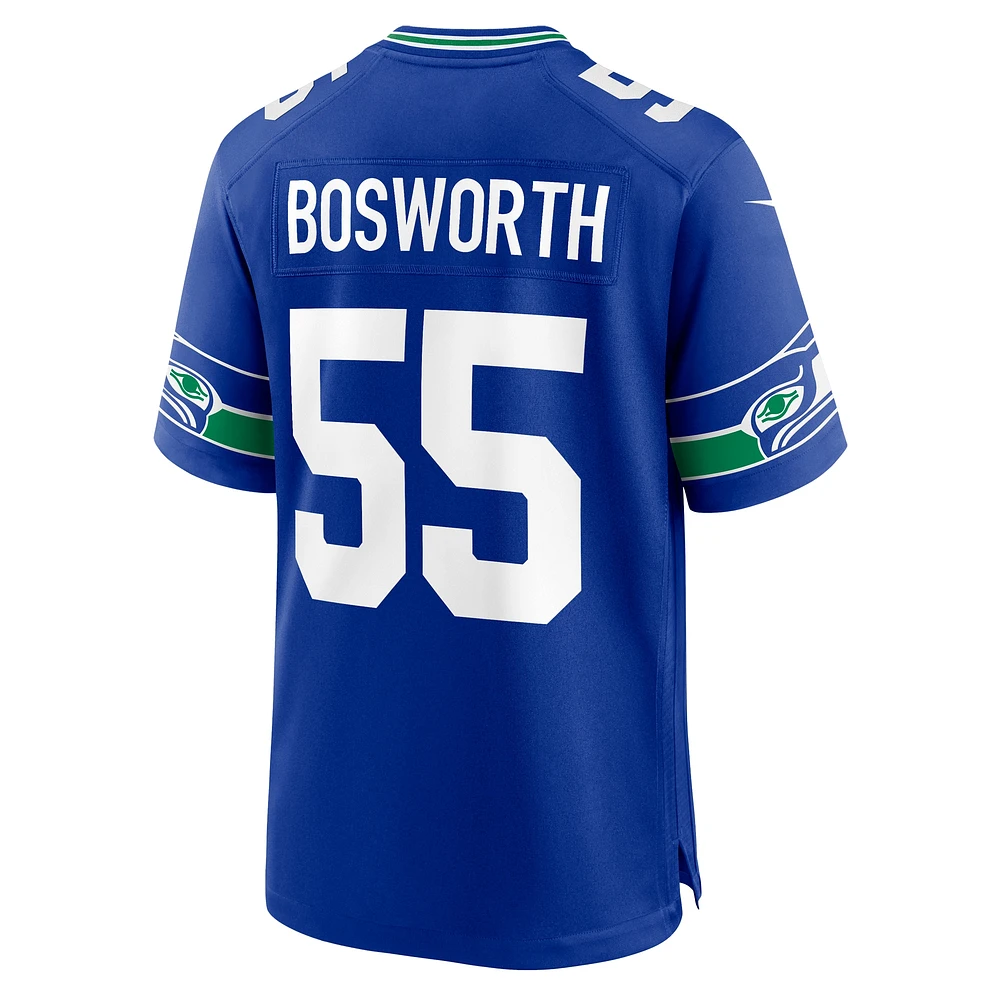 Nike Brian Bosworth Royal Seattle Seahawks Throwback Joueur à la retraite Maillot de match pour homme