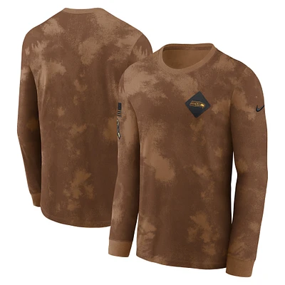 Men's Nike  Brown Seattle Seahawks Salute To Service Long Sleeve T-Shirt