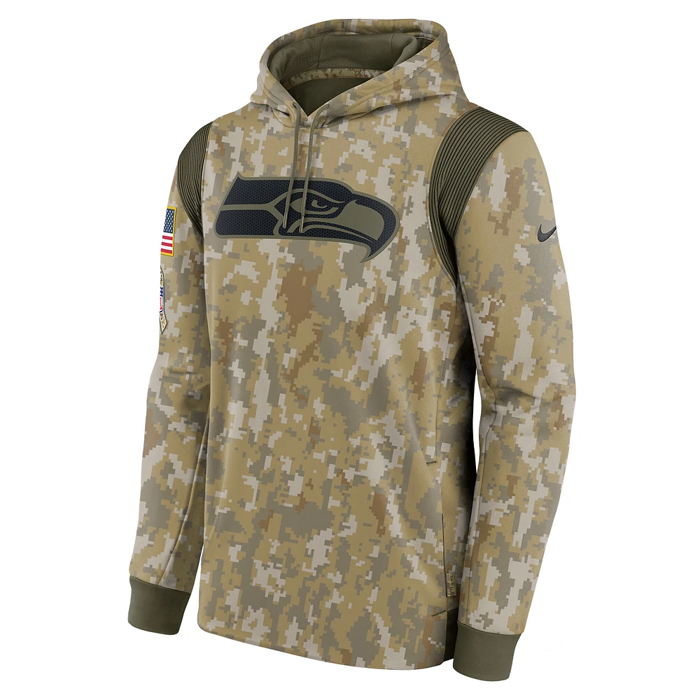 Sweat à capuche Nike Camo Seattle Seahawks Salute To Service Therma Performance pour homme