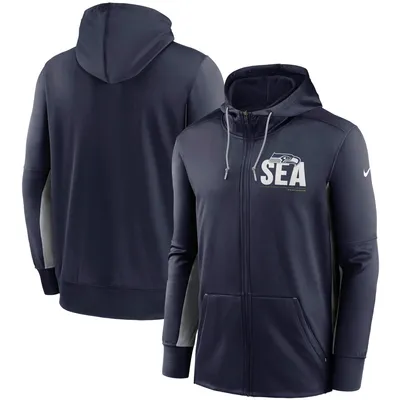 Men's Nike College Navy Seattle Seahawks Sideline Athletic Stack Performance Pullover Hoodie Size: Extra Large