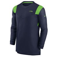 Men's Nike College Navy/Neon Green Seattle Seahawks Sideline Performance Long Sleeve T-Shirt