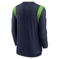 Men's Nike College Navy/Neon Green Seattle Seahawks Sideline Performance Long Sleeve T-Shirt