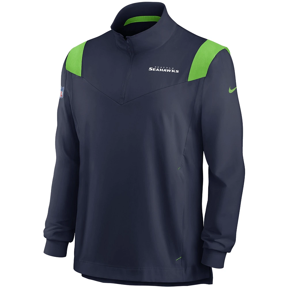 Men's Nike College Navy Seattle Seahawks 2021 Sideline Coaches Repel Quarter-Zip Jacket