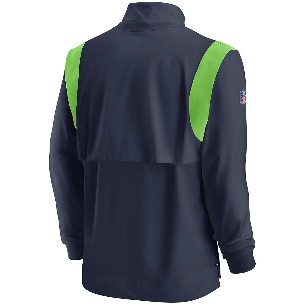 Men's Nike College Navy Seattle Seahawks 2021 Sideline Coaches Repel Quarter-Zip Jacket