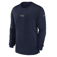 Men's Nike College Navy Seattle Seahawks 2023 Sideline Performance Long Sleeve T-Shirt