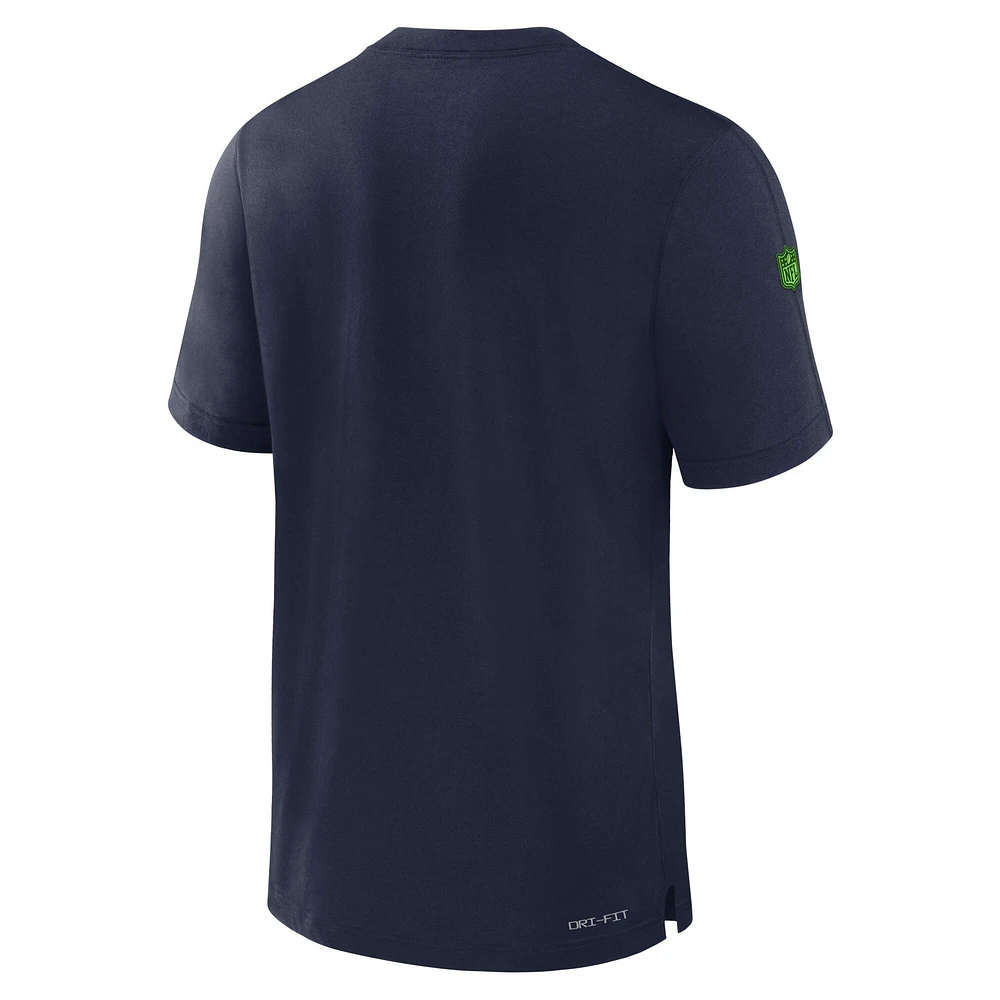 T-shirt Nike College Navy Seattle Seahawks 2023 Sideline Performance pour homme