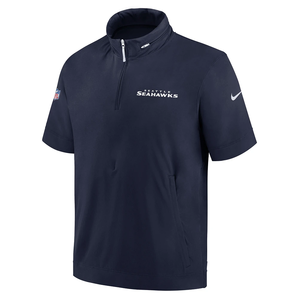 Veste à capuche manches courtes et demi-zip Nike College Navy Seattle Seahawks 2024 pour homme