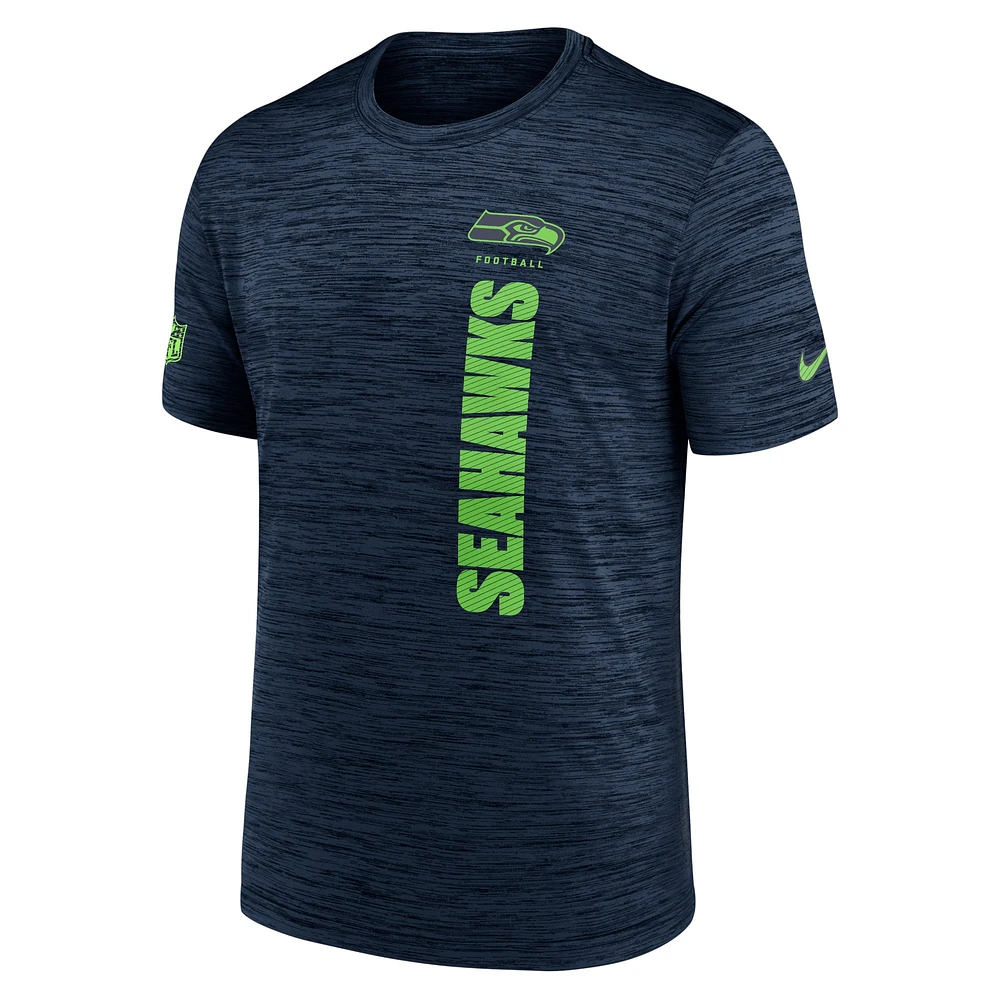 T-shirt Nike College Navy Seattle Seahawks 2024 Sideline Velocity Performance pour homme