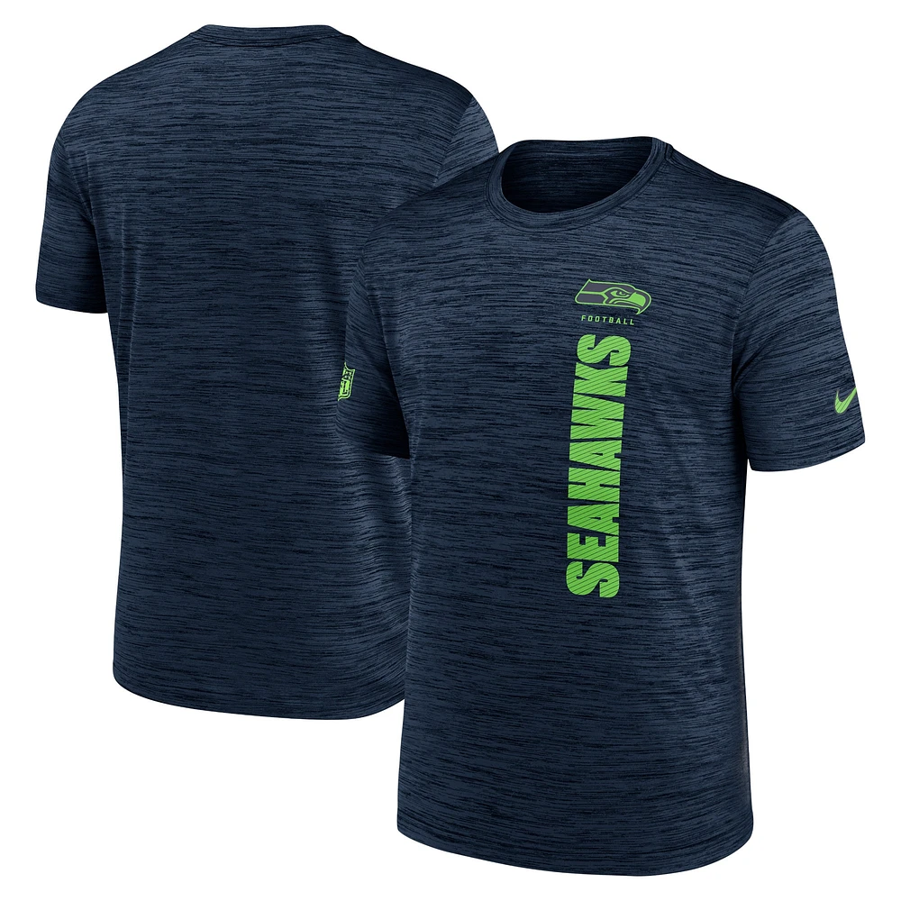 T-shirt Nike College Navy Seattle Seahawks 2024 Sideline Velocity Performance pour homme