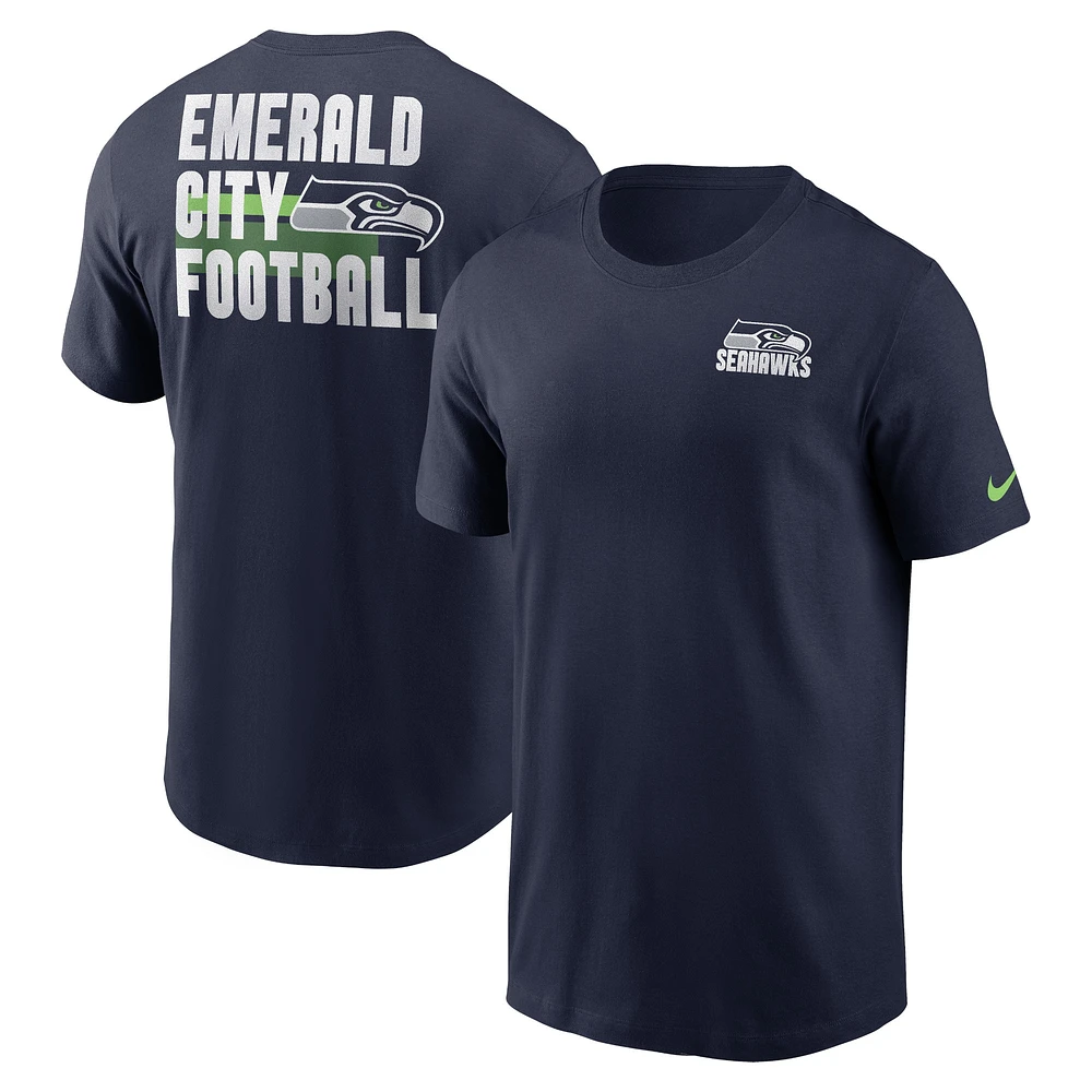 T-shirt essentiel Nike College Navy Seattle Seahawks Blitz pour homme