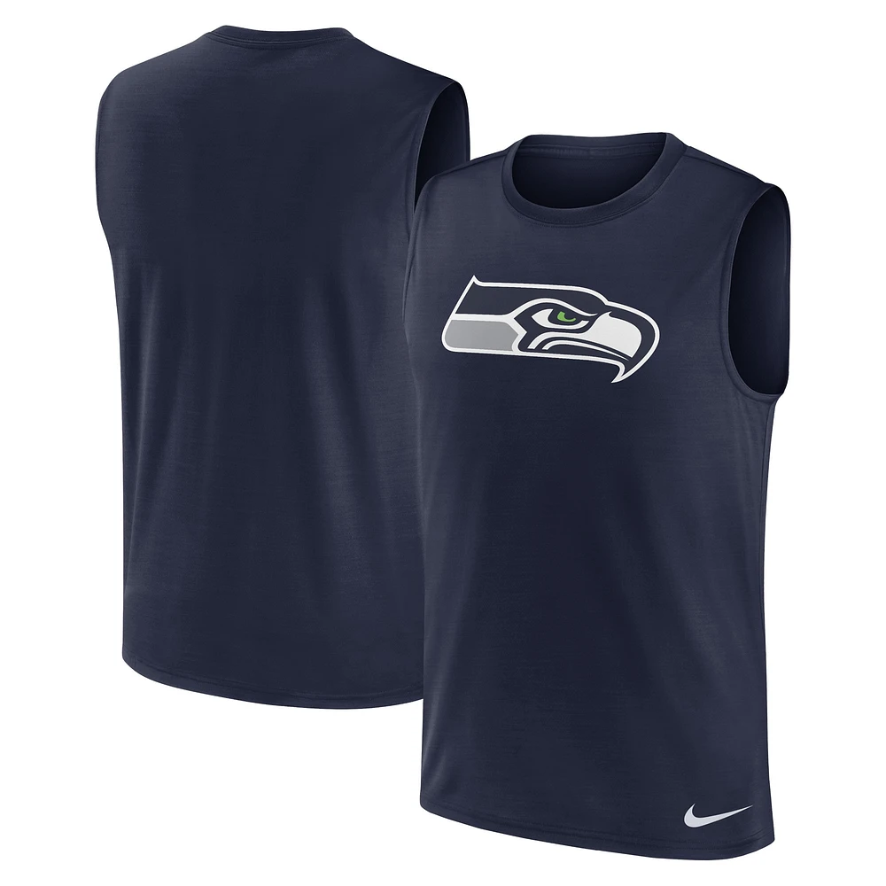 Men's Nike College Navy Seattle Seahawks Blitz Legend Muscle Perform Tank Top