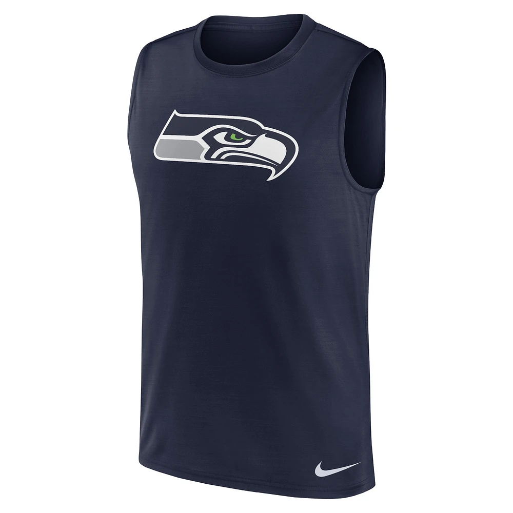 Men's Nike College Navy Seattle Seahawks Blitz Legend Muscle Perform Tank Top