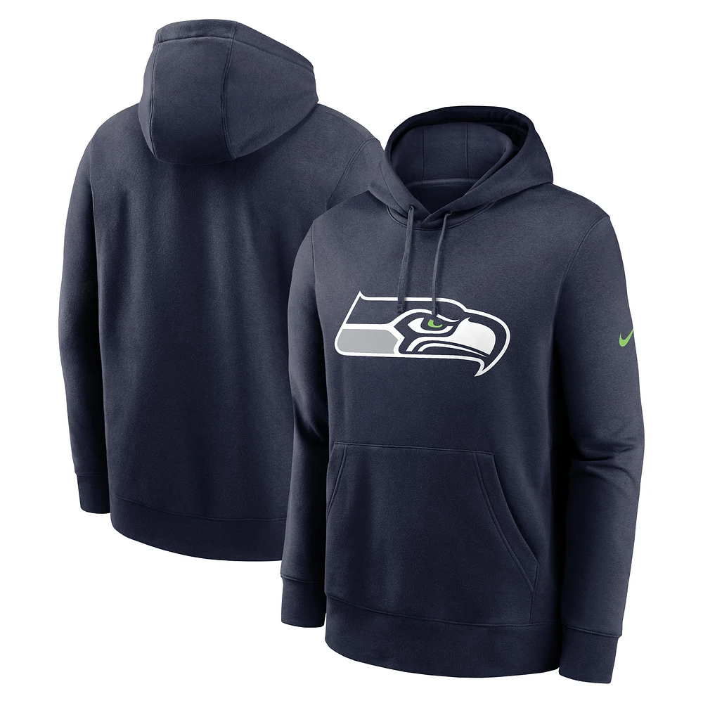 Sweat à capuche avec logo Nike College Navy Seattle Seahawks Club pour homme