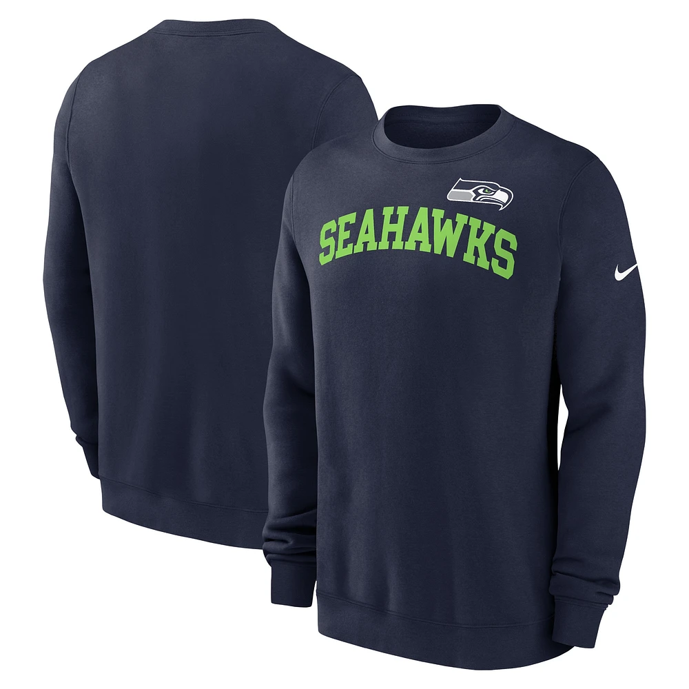 Men's Nike College Navy Seattle Seahawks Club Pullover Sweatshirt