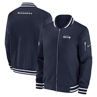 Men's Nike  College Navy Seattle Seahawks Coach Full-Zip Bomber Jacket