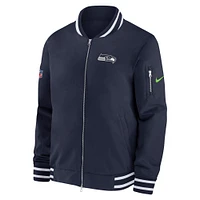 Men's Nike  College Navy Seattle Seahawks Coach Full-Zip Bomber Jacket