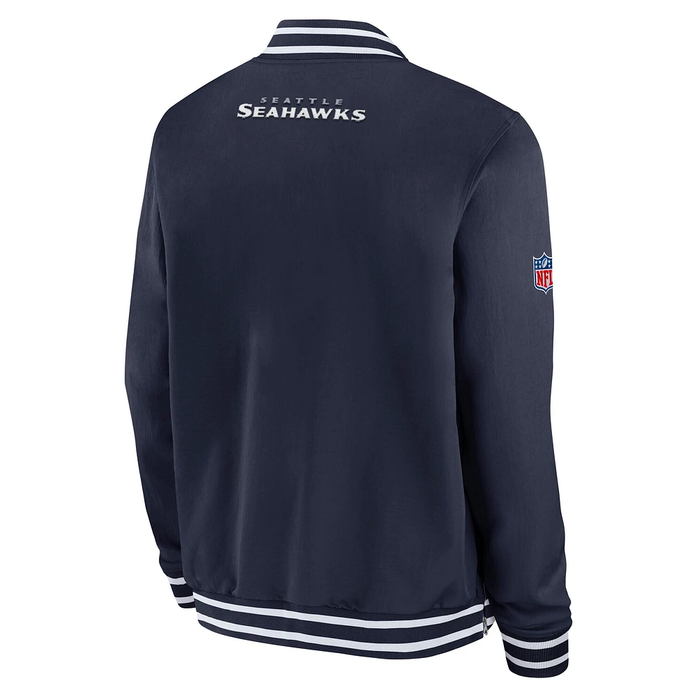 Men's Nike  College Navy Seattle Seahawks Coach Full-Zip Bomber Jacket