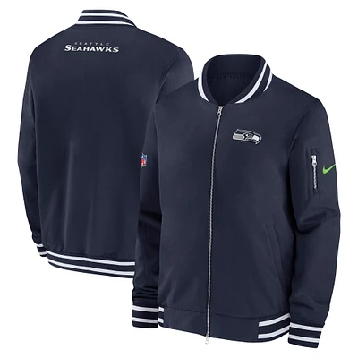 Men's Nike  College Navy Seattle Seahawks Coach Full-Zip Bomber Jacket