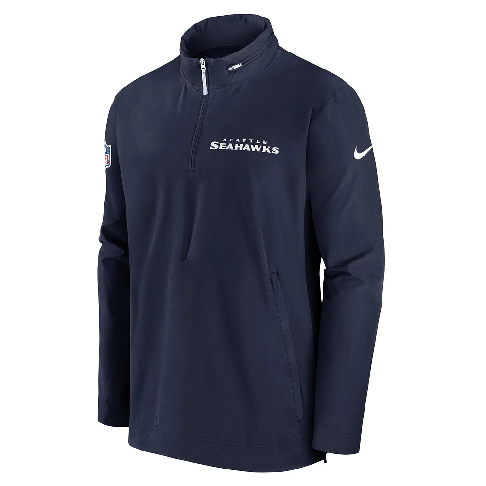 Veste d'entraîneur à demi-zip Nike College Navy pour homme des Seattle Seahawks