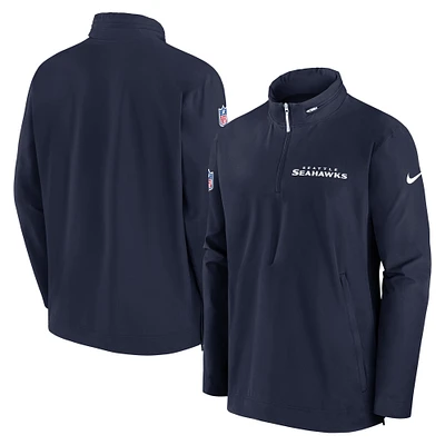 Veste d'entraîneur à demi-zip Nike College Navy pour homme des Seattle Seahawks