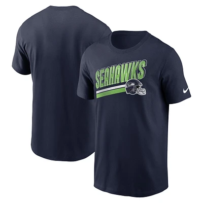 T-shirt Nike College Navy Seattle Seahawks Essential Blitz Lockup pour homme