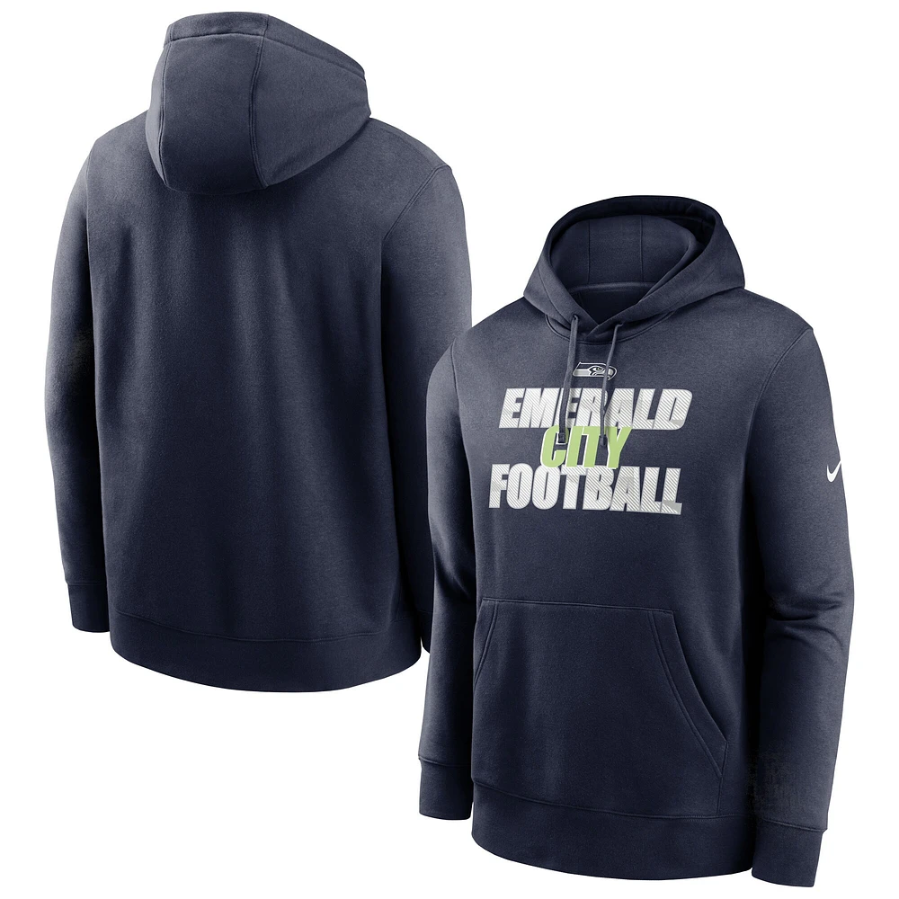 Men's Nike College Navy Seattle Seahawks Fan Gear Local Club Pullover Hoodie