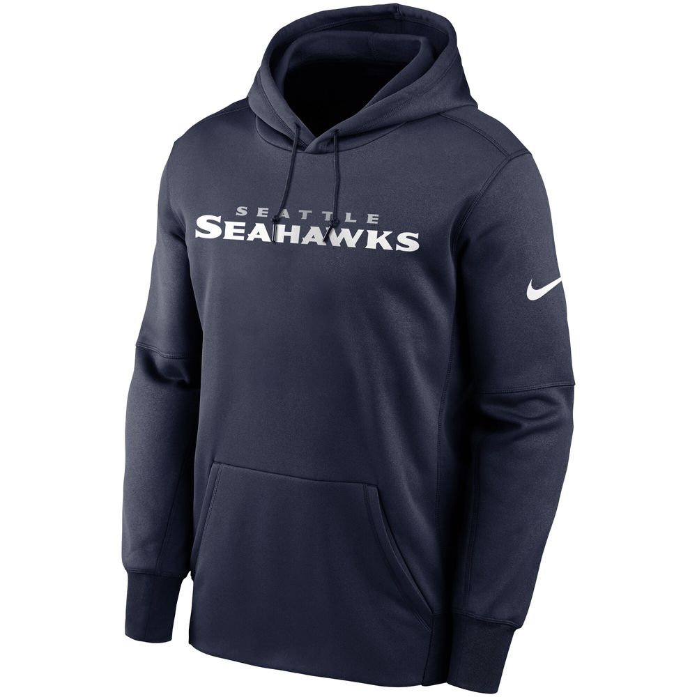 Men's Nike College Navy Seattle Seahawks Fan Gear Wordmark Performance Pullover Hoodie