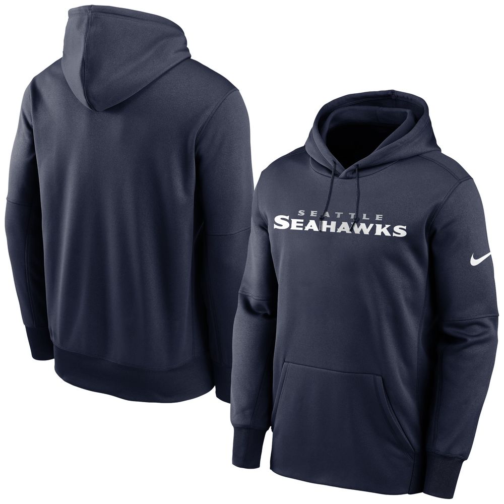 Nike Men's Nike College Navy Seattle Seahawks Fan Gear Wordmark Performance  Pullover Hoodie